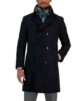 Nautica Mens Classic fit Overcoat Coat 48 L Black Solid