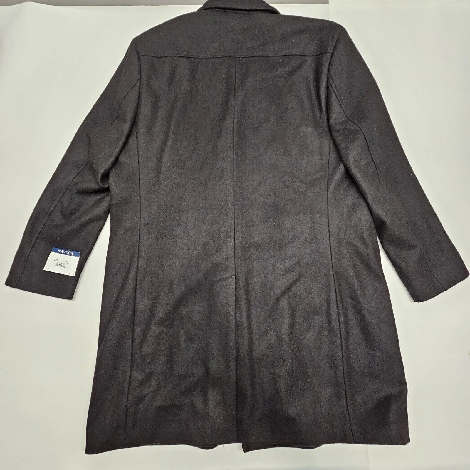 Nautica Mens Classic fit Overcoat Coat 48 L Black Solid