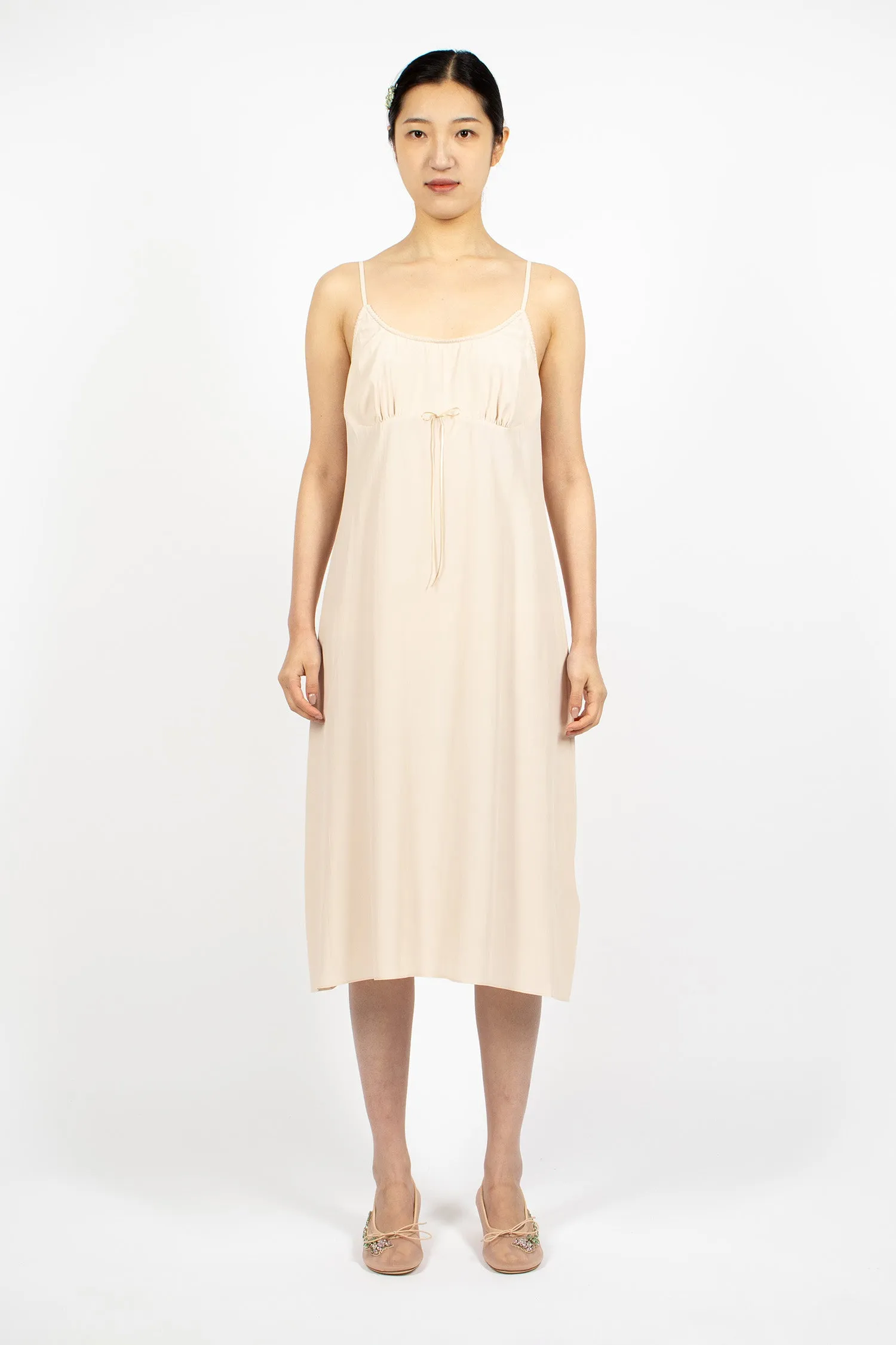 Negligee Bow Slip Dress Nude