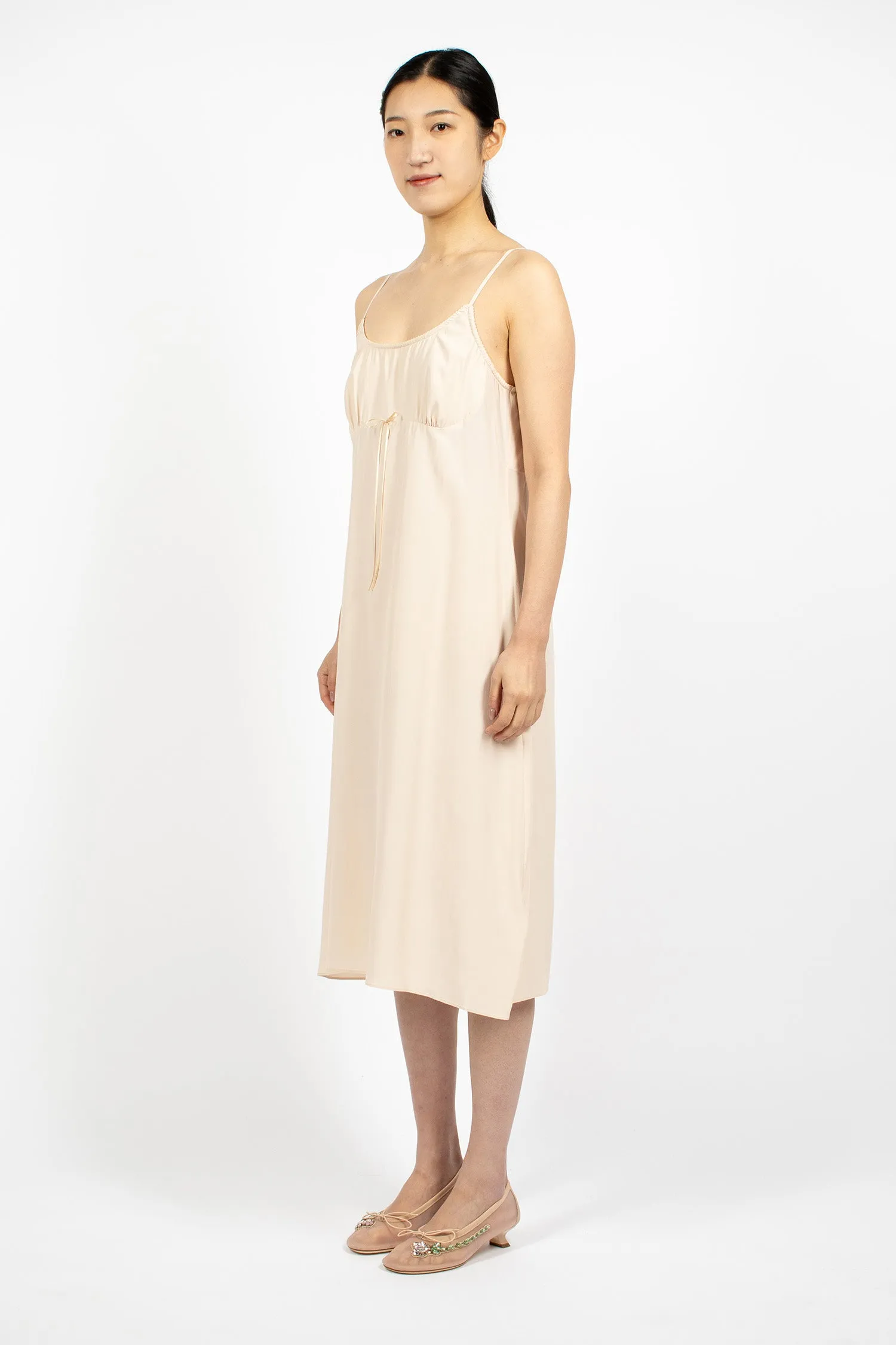Negligee Bow Slip Dress Nude