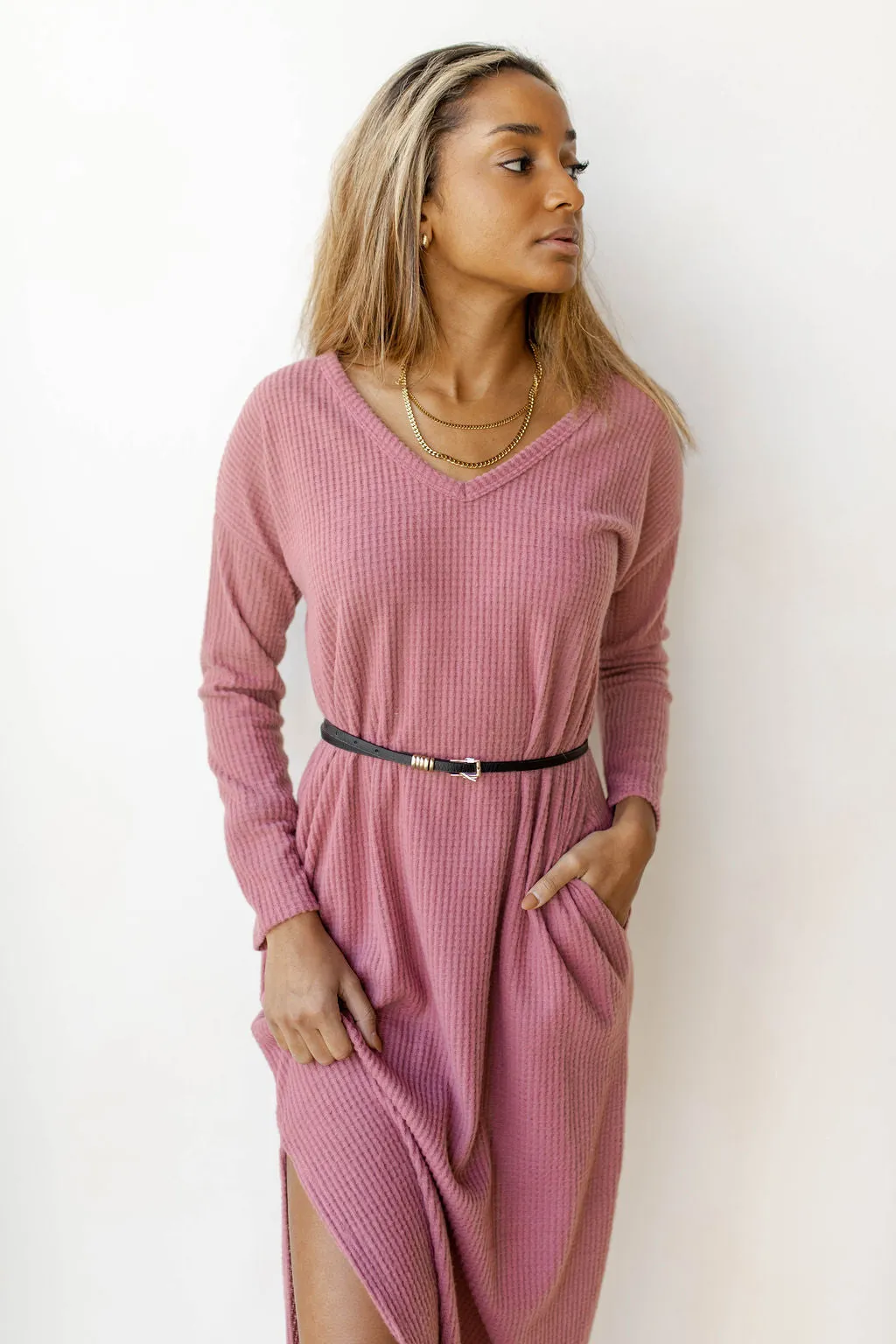 new destinations waffle knit maxi dress