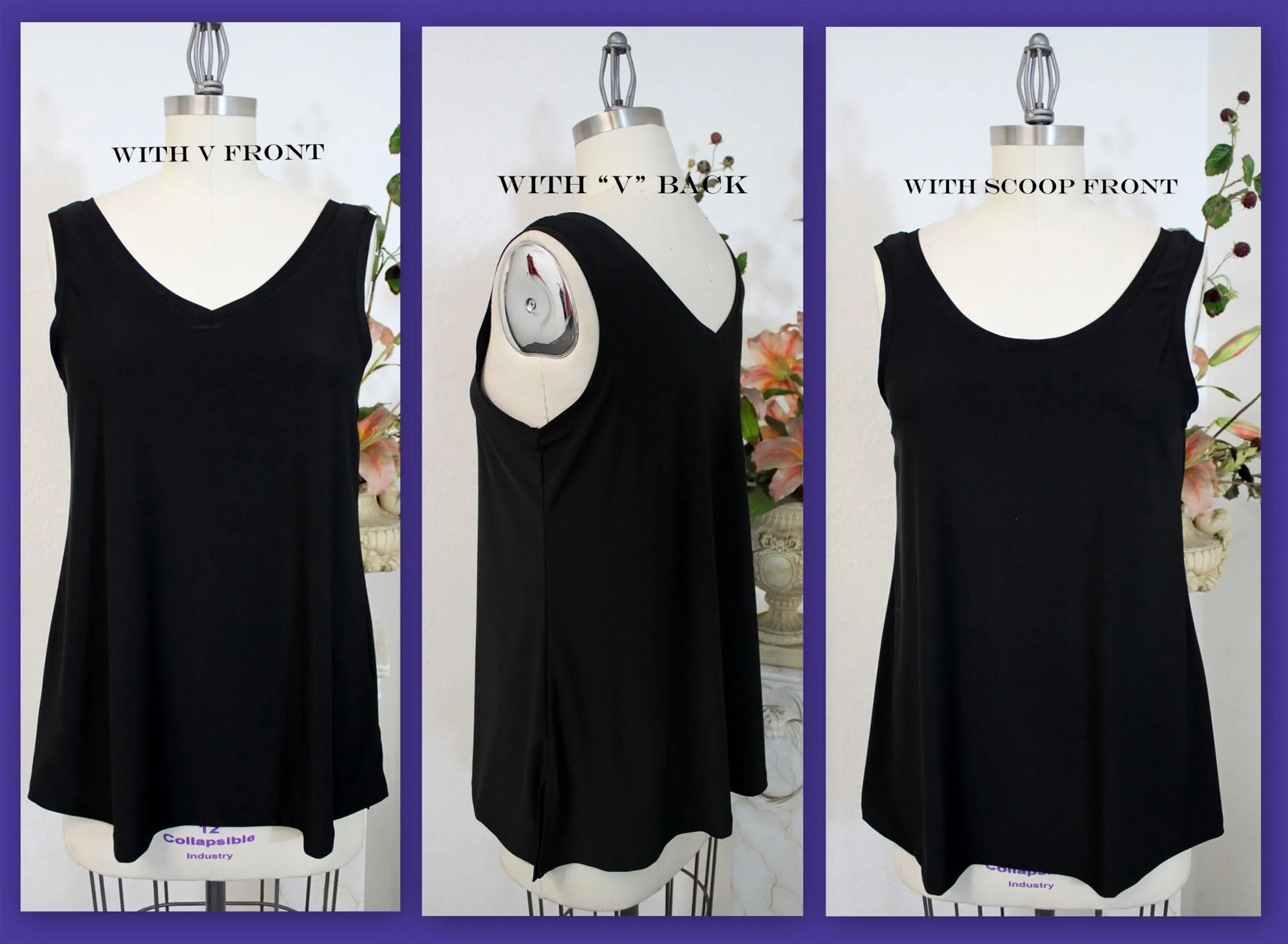 New Versatile Plus Size Tank, Reversible Tank top, Convertible Neckline Tank Top, Plus size Tank, Women tank top, Full figured Tunic.
