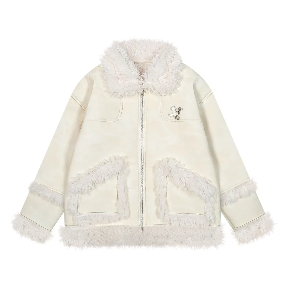 【NOW TREND】Retro Suede Fur Collar Coat