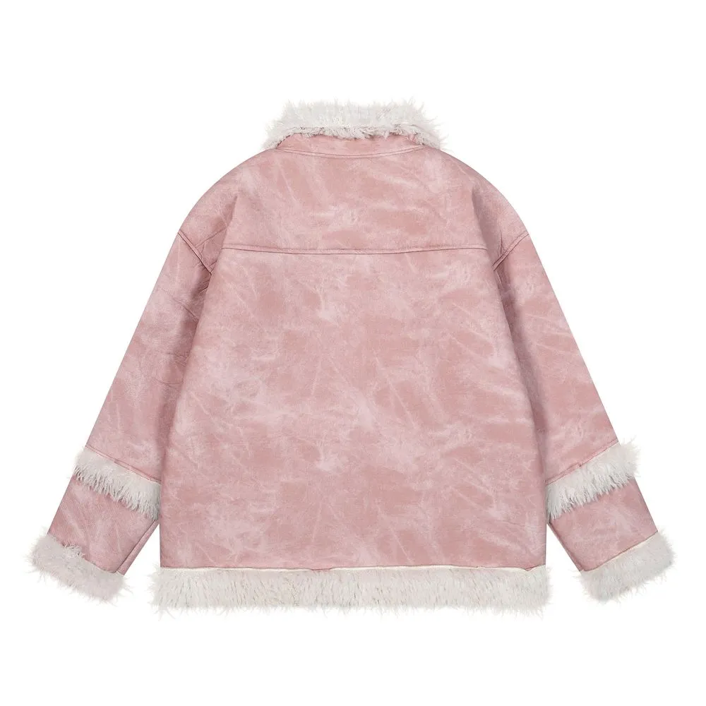 【NOW TREND】Retro Suede Fur Collar Coat