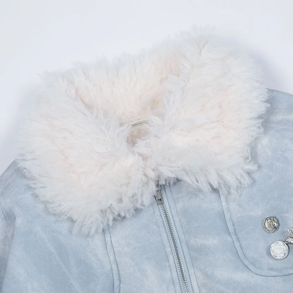 【NOW TREND】Retro Suede Fur Collar Coat
