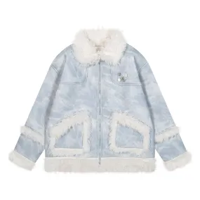 【NOW TREND】Retro Suede Fur Collar Coat