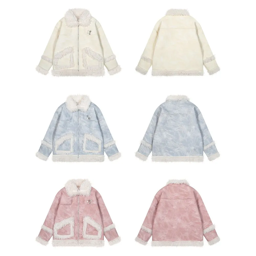 【NOW TREND】Retro Suede Fur Collar Coat