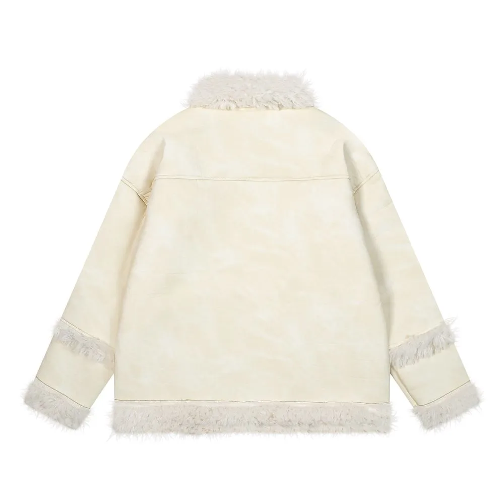 【NOW TREND】Retro Suede Fur Collar Coat