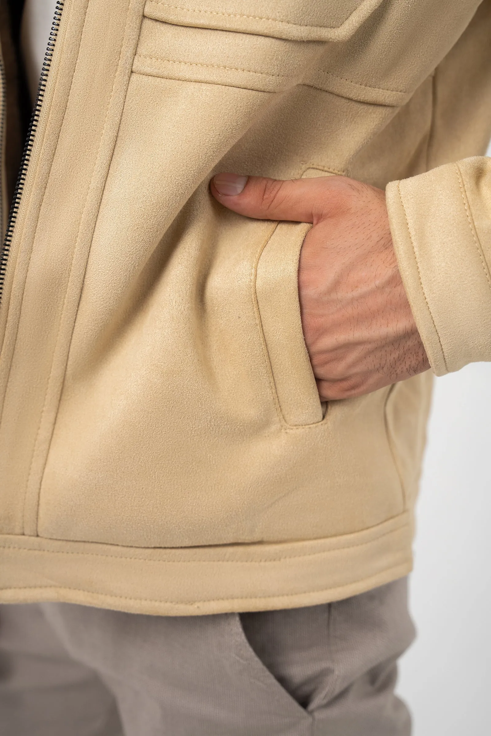 Off White Faux Suede Jacket