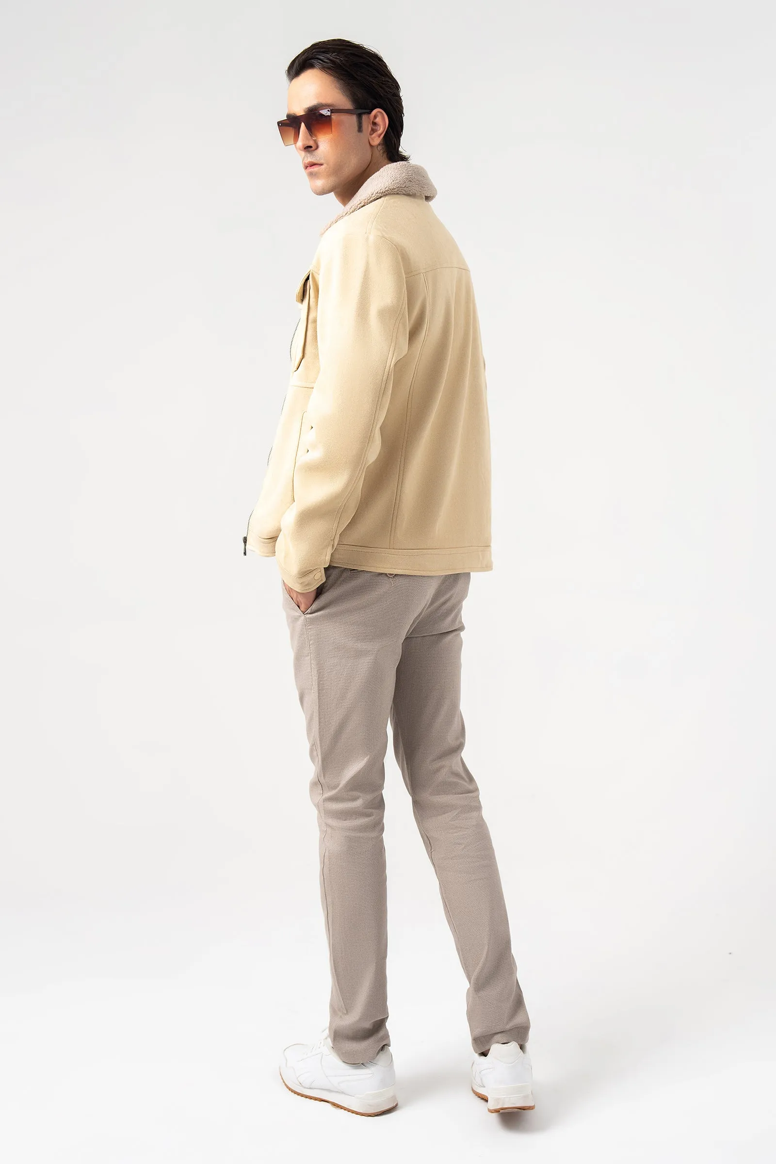 Off White Faux Suede Jacket