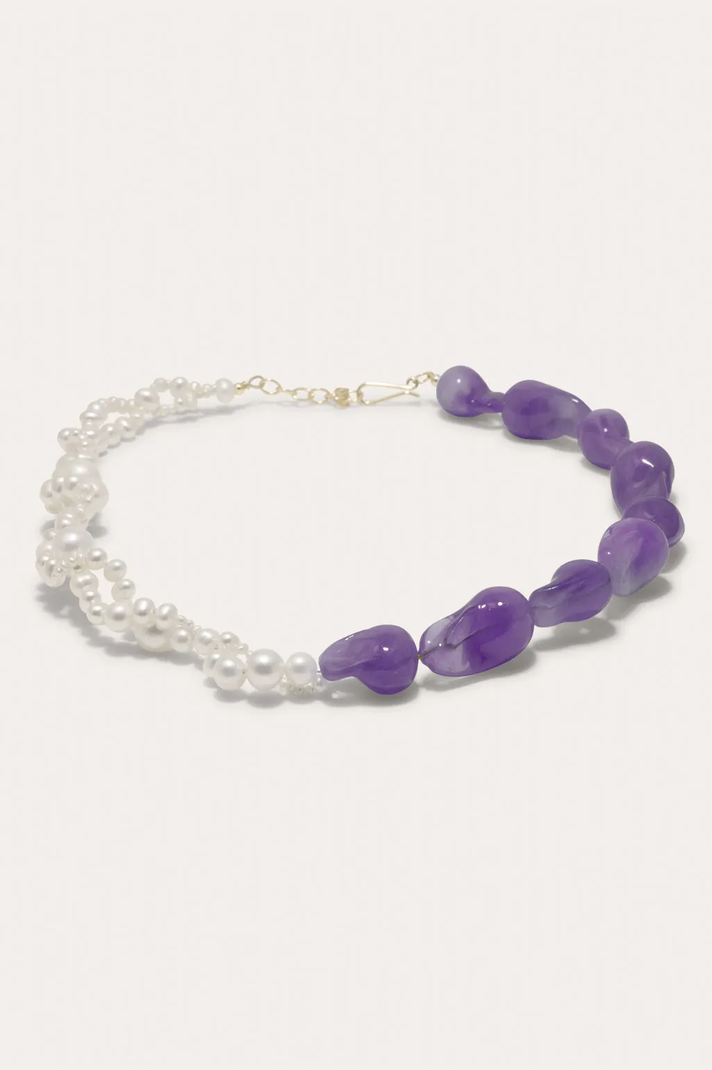 Parade of Possibilities II -  Pearl and Lilac Bio Resin Gold Plated Necklace