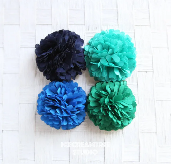 PomPom Mid Blue Bloom Collar Slide On - Small Flower Collar Accessory