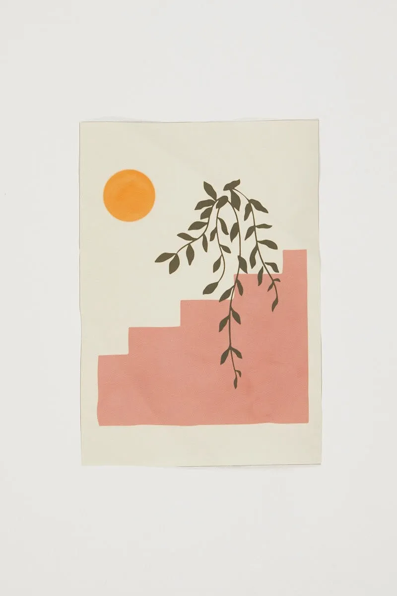 Print Stairs And Plant A3 Poster Print