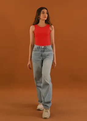 Red Sleeveless Bodysuit