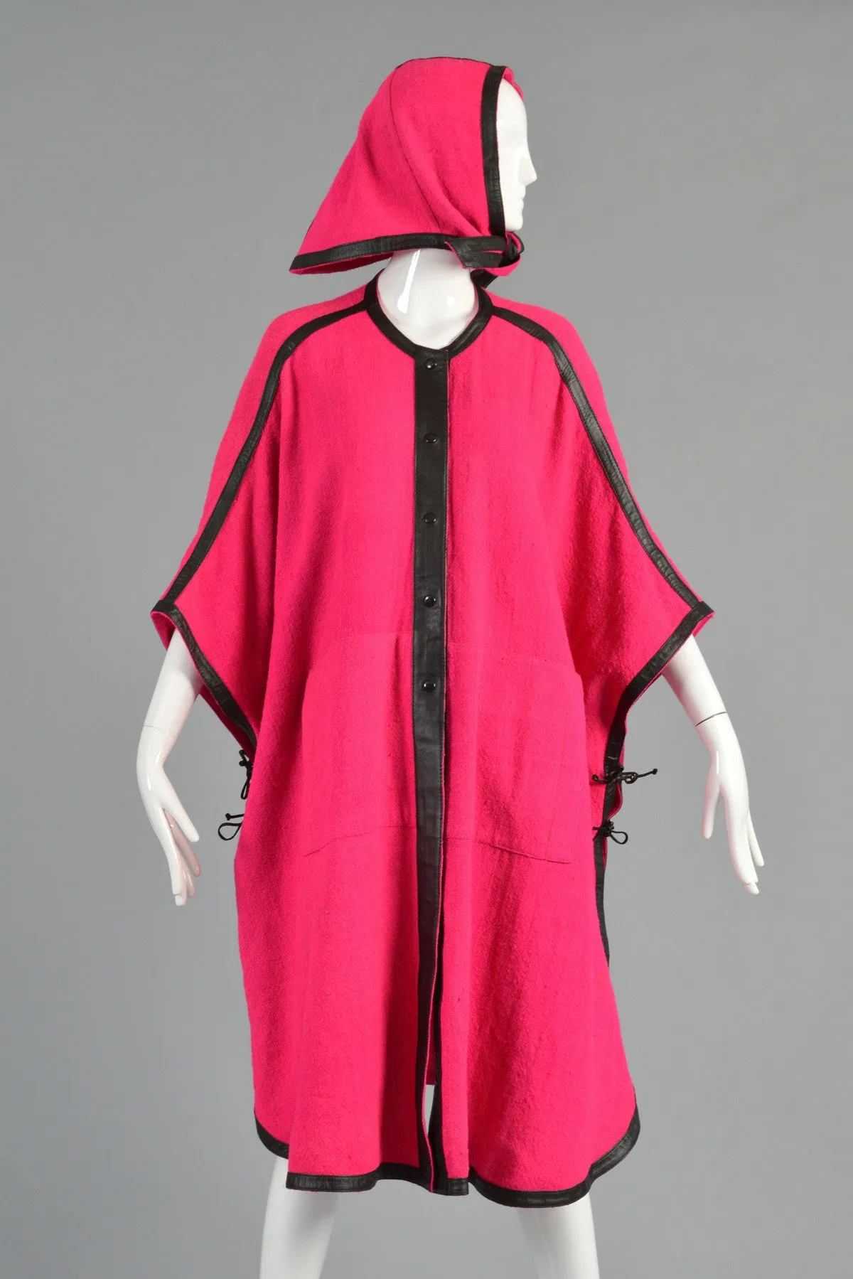 Reversible Avant Garde Leather Trim Cape   Hood