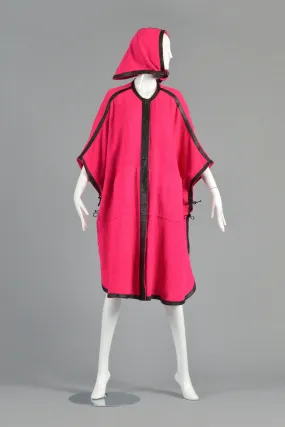 Reversible Avant Garde Leather Trim Cape   Hood