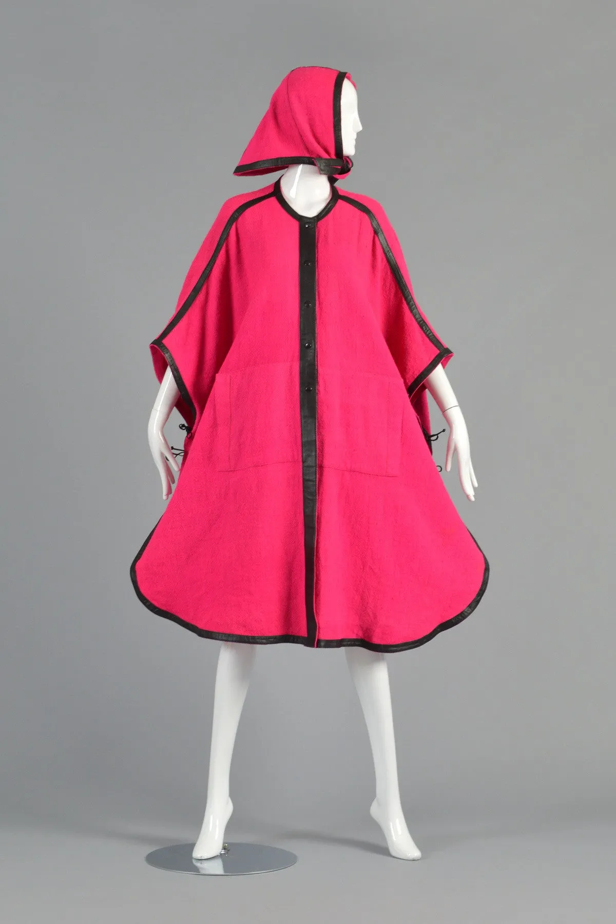 Reversible Avant Garde Leather Trim Cape   Hood