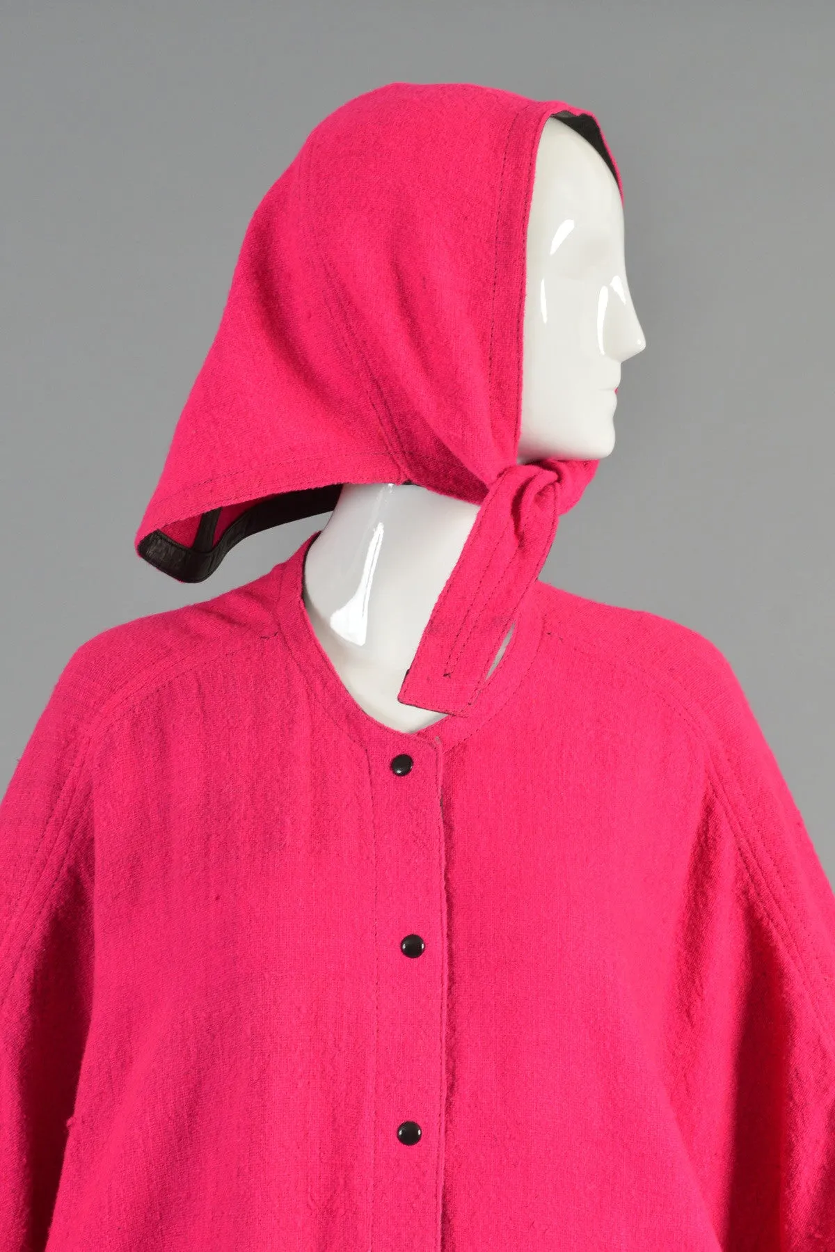 Reversible Avant Garde Leather Trim Cape   Hood