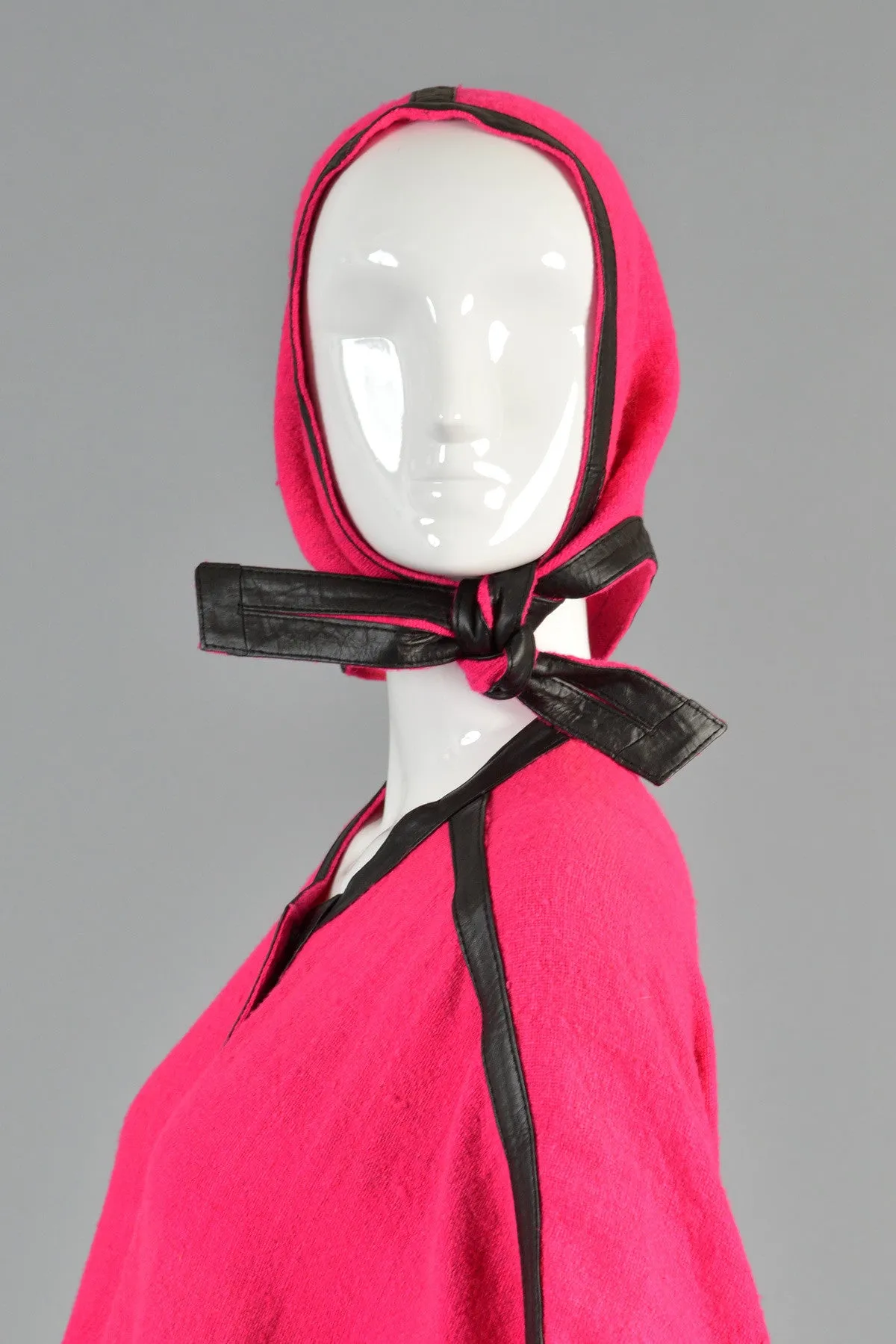 Reversible Avant Garde Leather Trim Cape   Hood