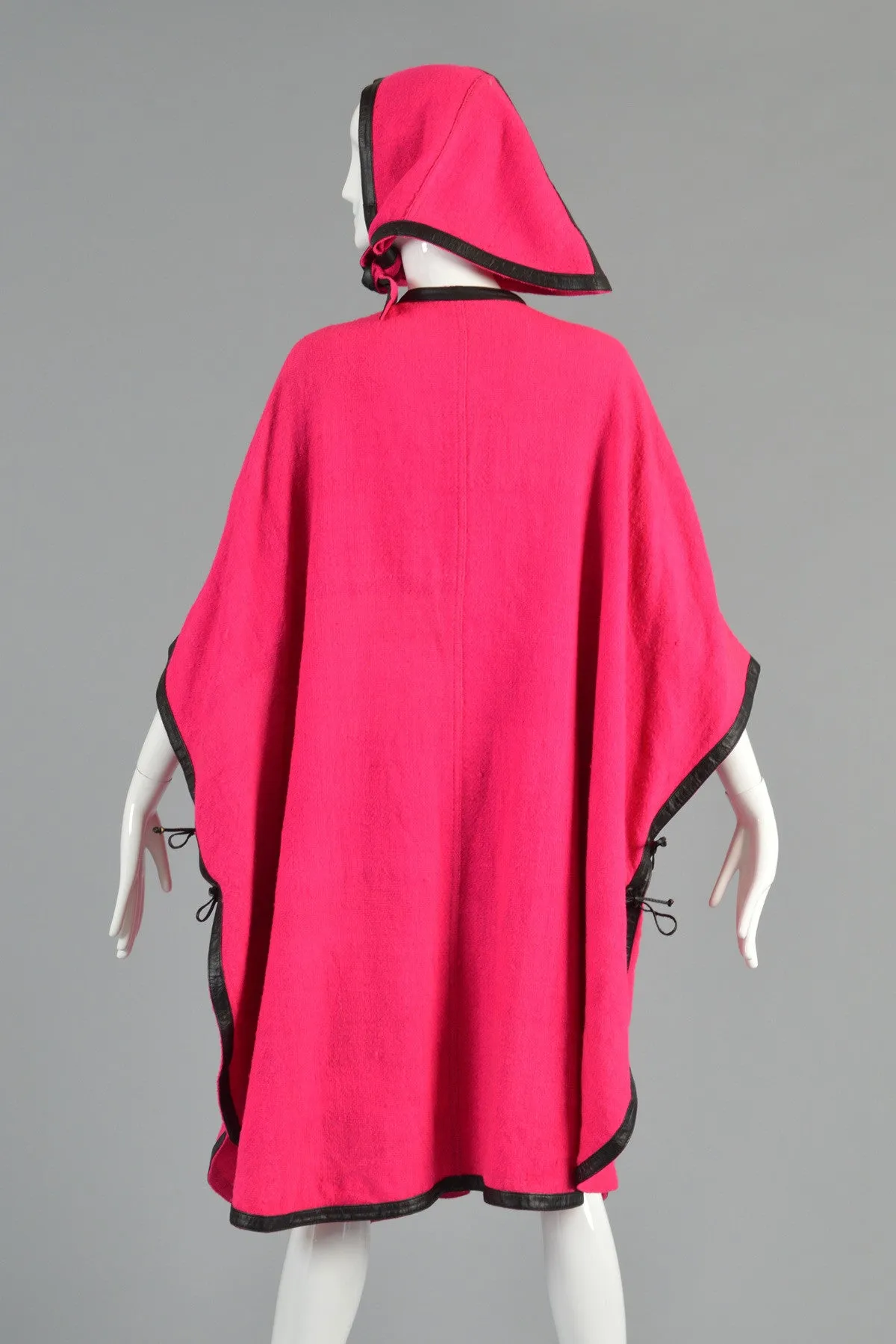 Reversible Avant Garde Leather Trim Cape   Hood