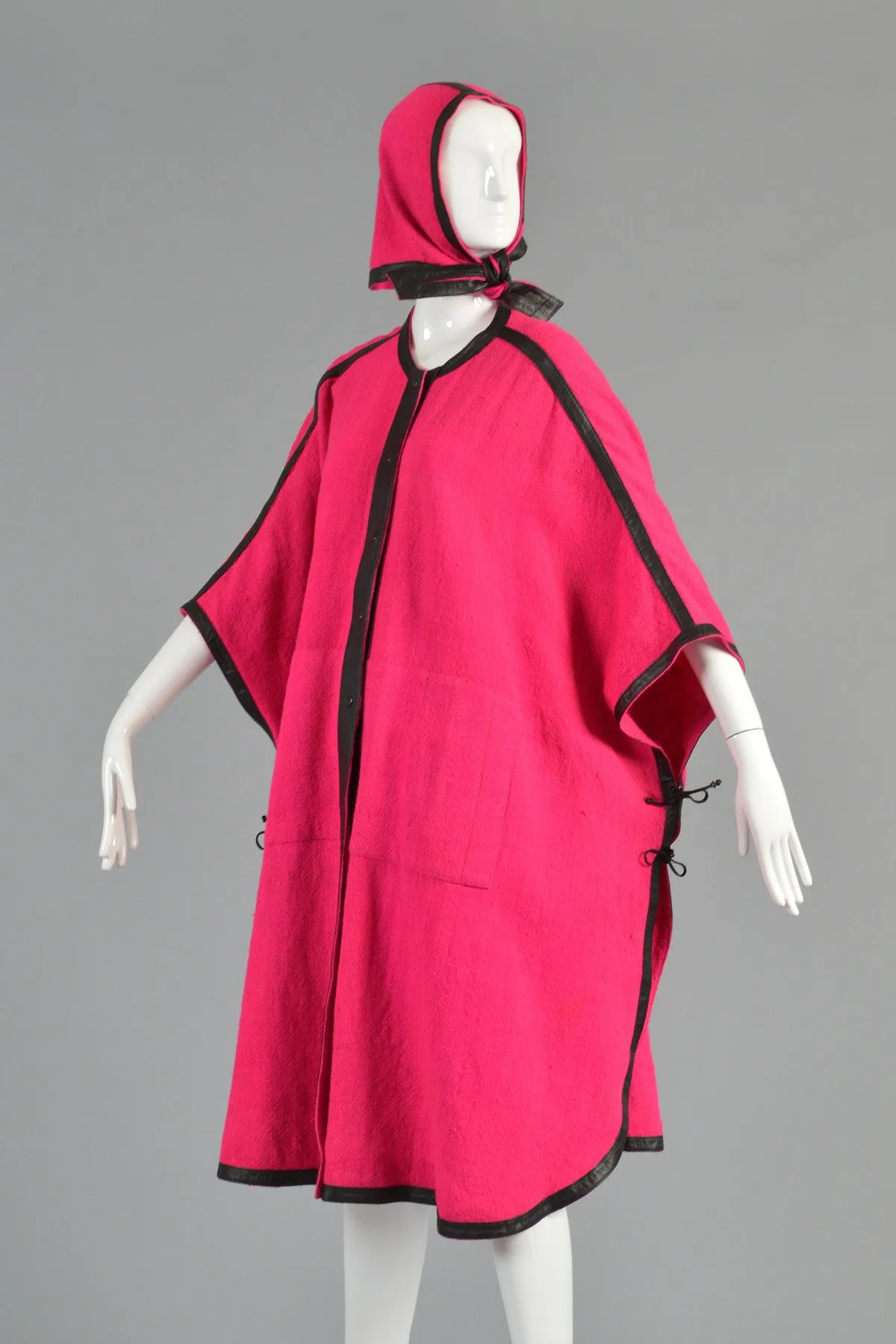 Reversible Avant Garde Leather Trim Cape   Hood