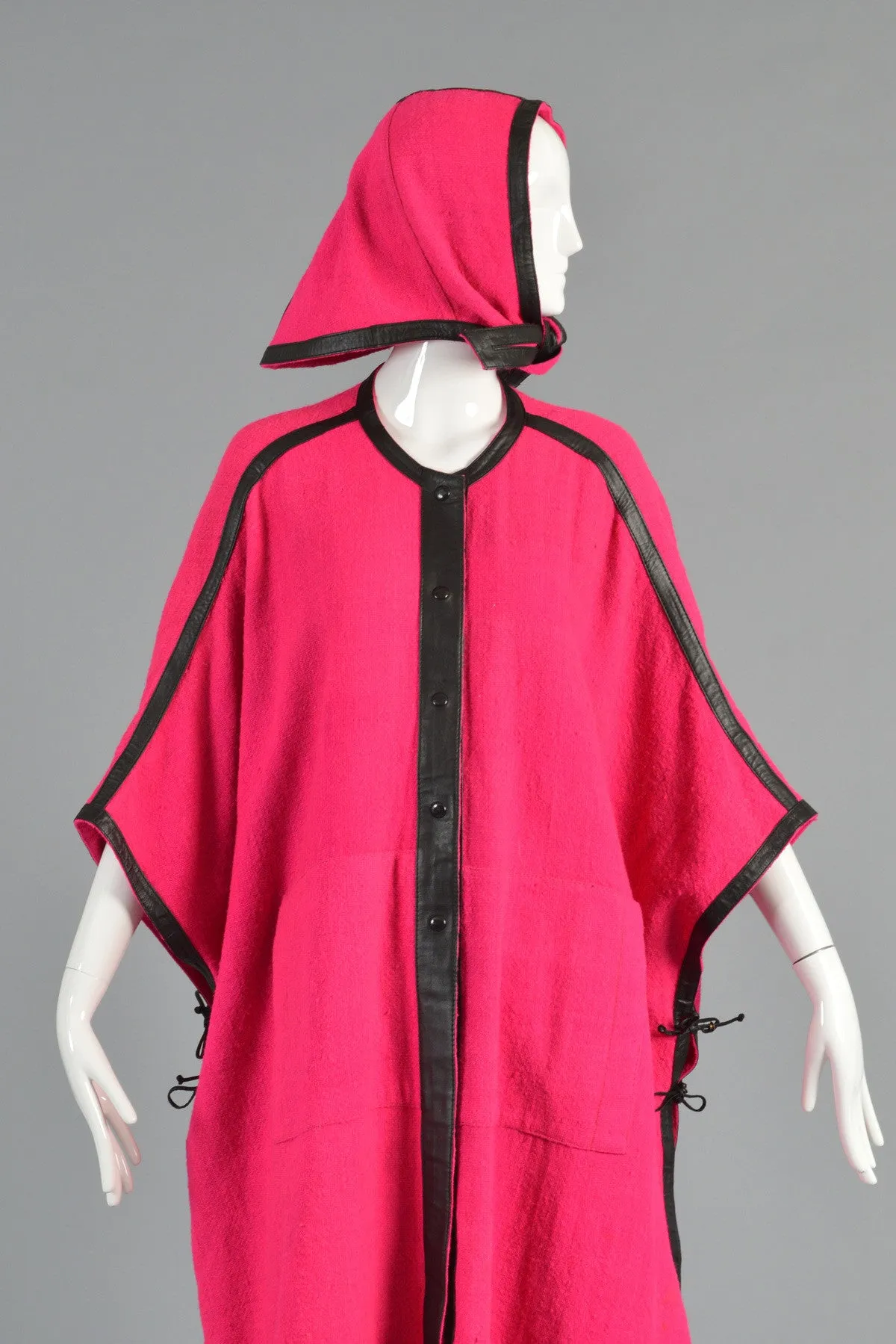 Reversible Avant Garde Leather Trim Cape   Hood