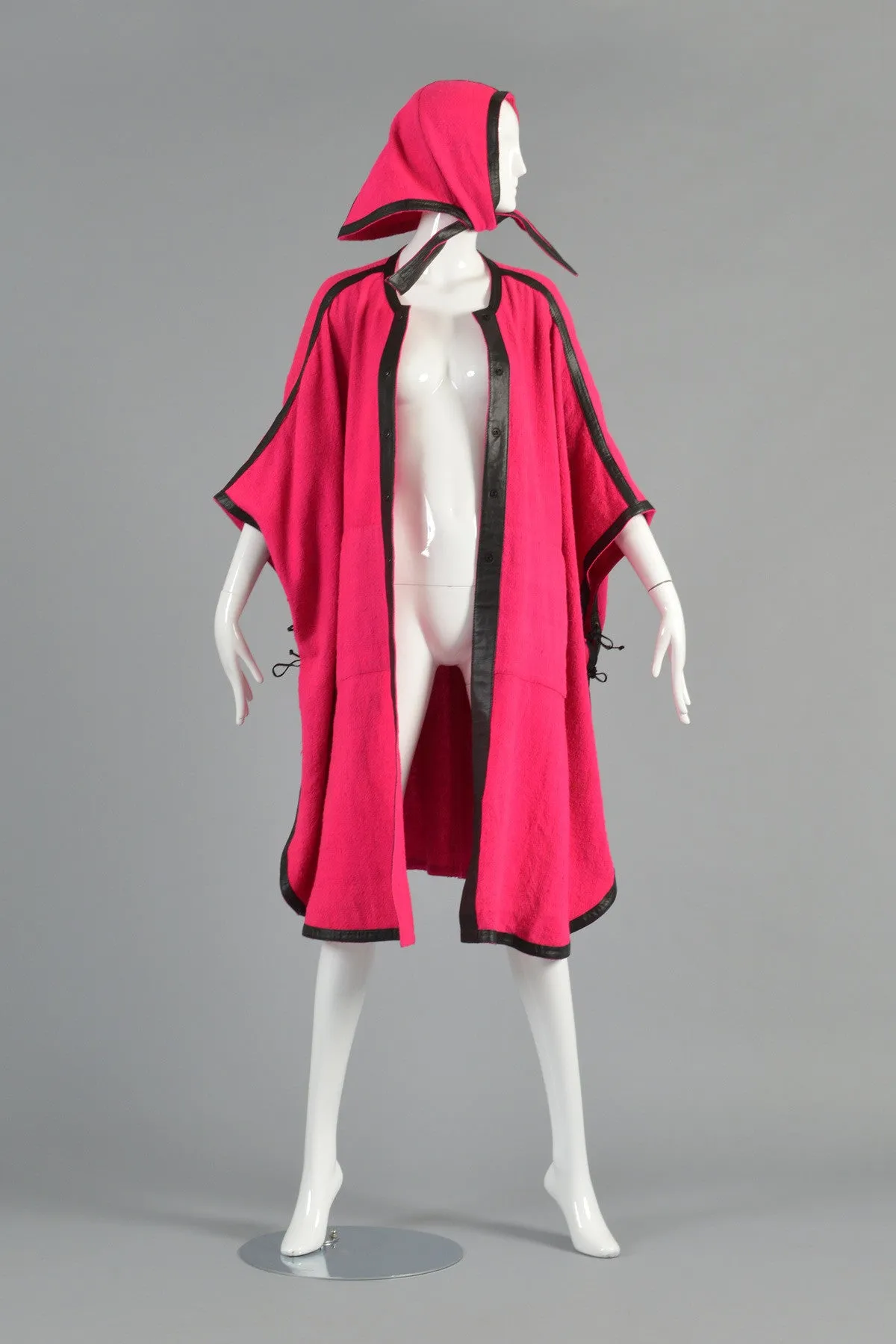 Reversible Avant Garde Leather Trim Cape   Hood