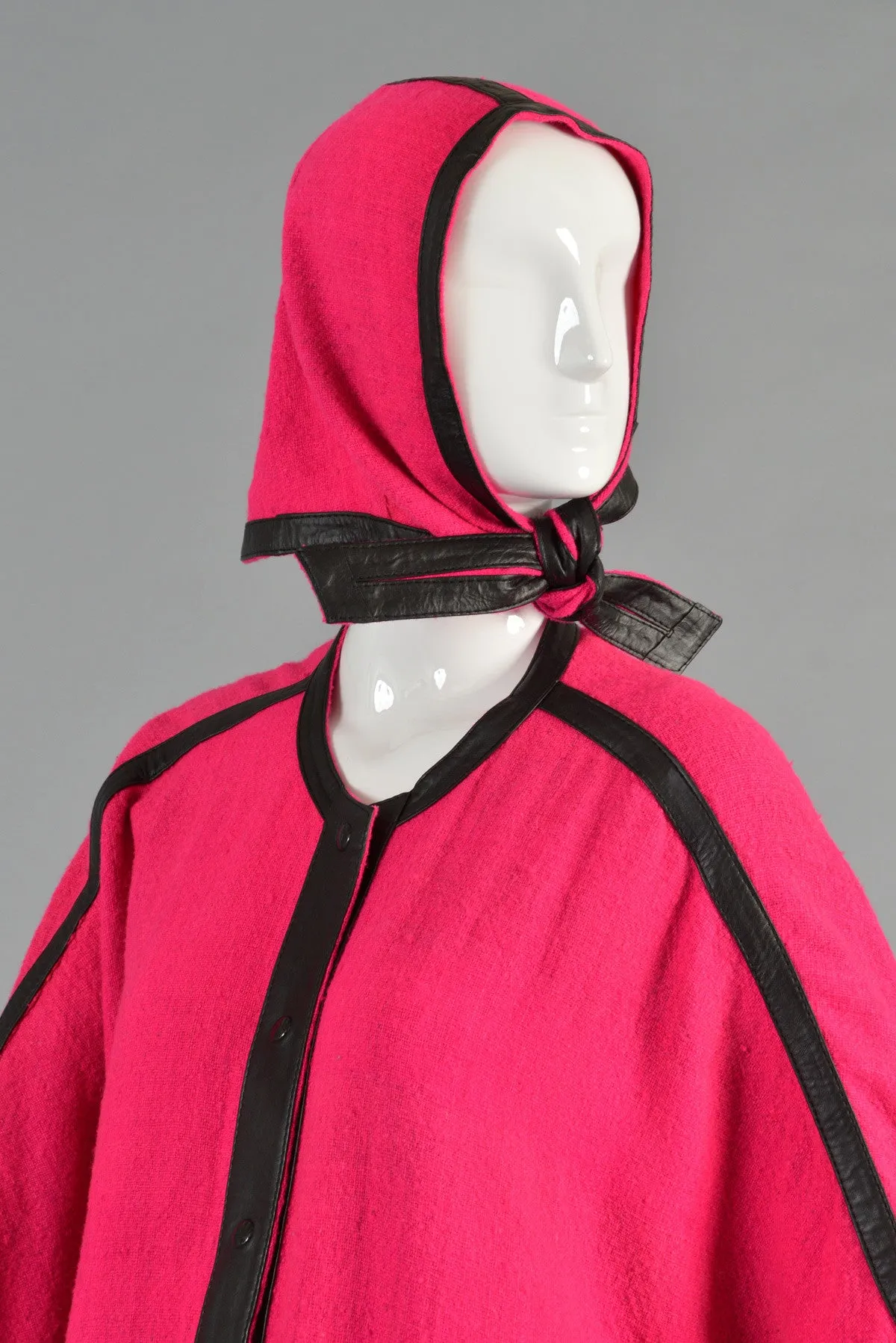 Reversible Avant Garde Leather Trim Cape   Hood
