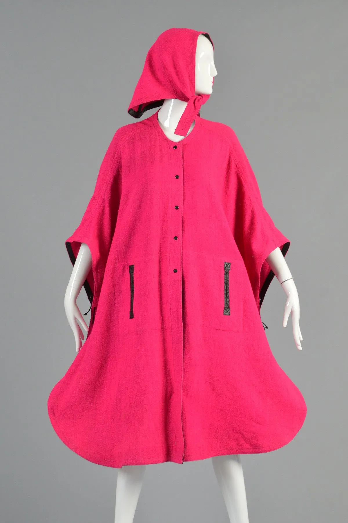 Reversible Avant Garde Leather Trim Cape   Hood