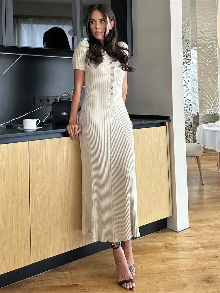 Serena White Knit Maxi Dress