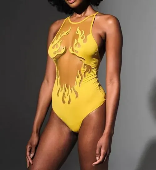 Smoulder- the Black Flame Illusion Sheer Body Suit 3