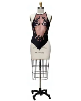 Smoulder- the Black Flame Illusion Sheer Body Suit 3