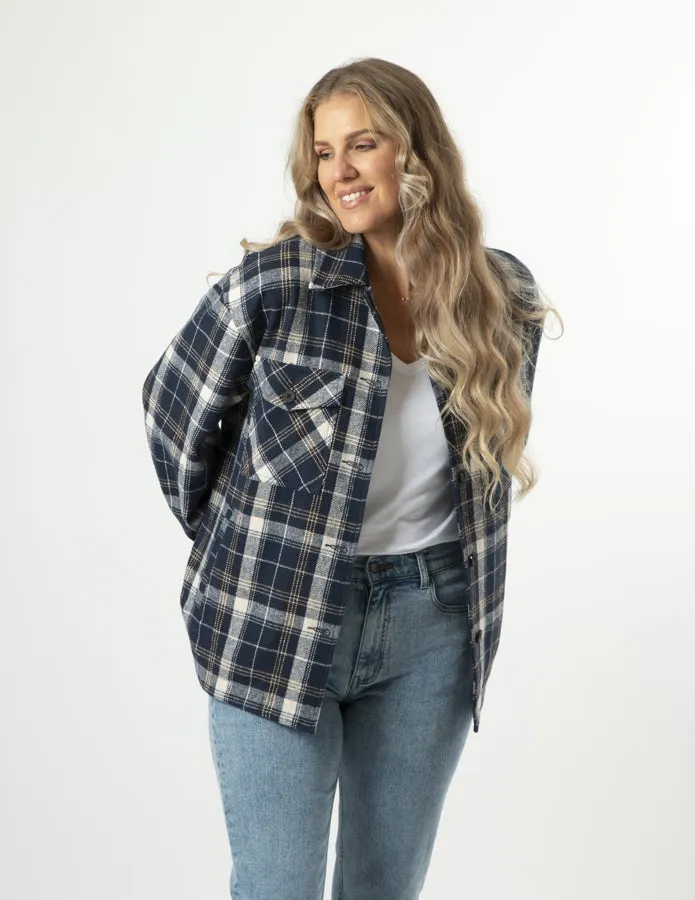 STELLA ESSENTIALS Becca Shacket - Navy Check
