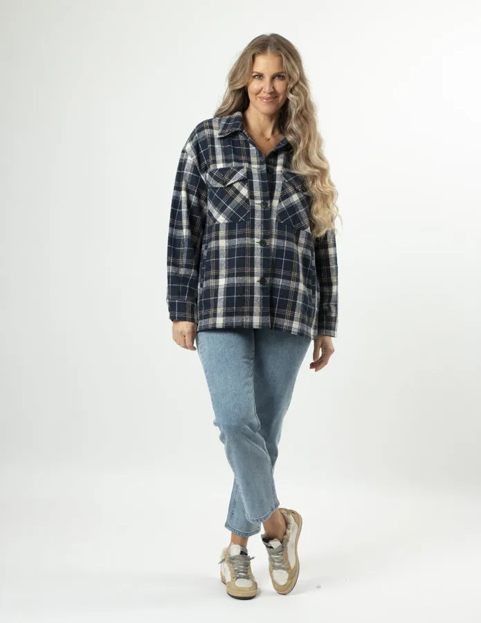 STELLA ESSENTIALS Becca Shacket - Navy Check