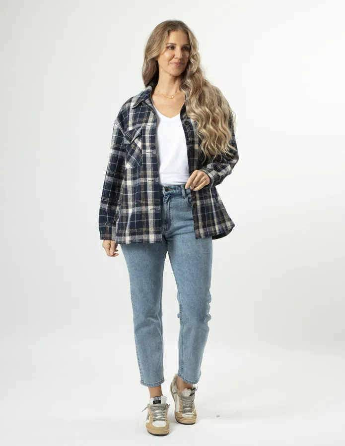 STELLA ESSENTIALS Becca Shacket - Navy Check