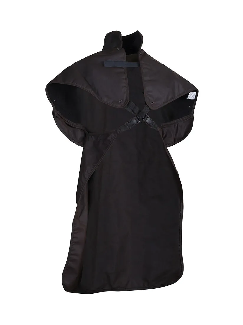 Styx Mill Oilskin Fur Lined Shoulders Butterfly Cape - Brown