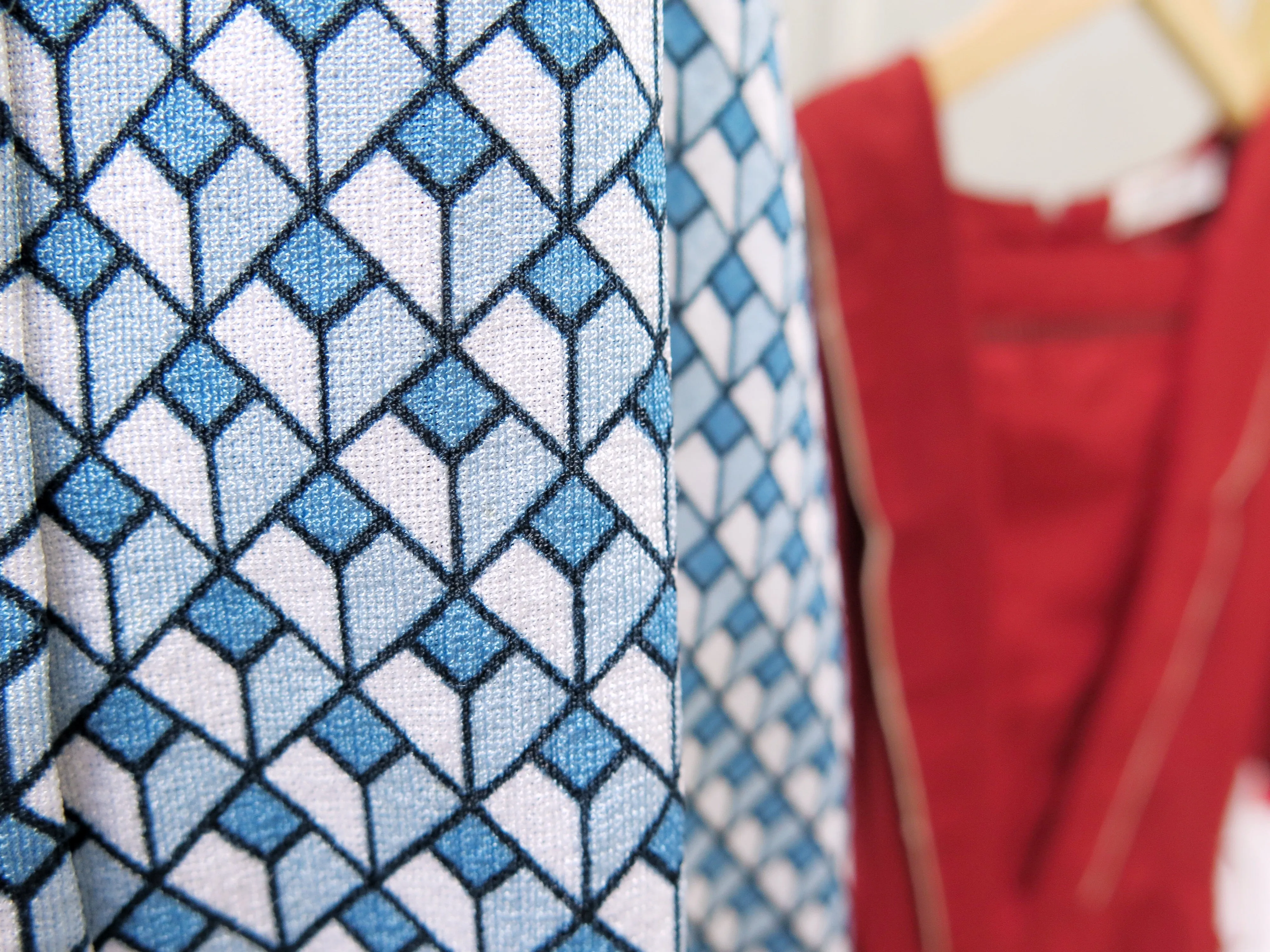 Teresa | Vintage 1950s 1960s Teal blue diamond geometric print dress