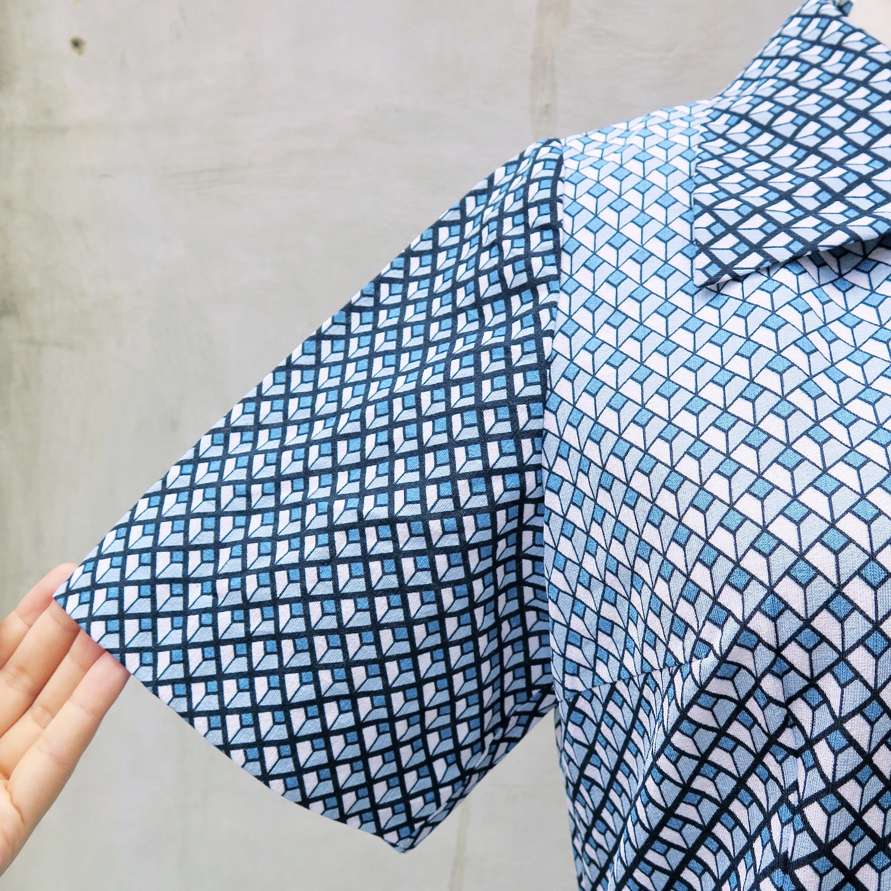 Teresa | Vintage 1950s 1960s Teal blue diamond geometric print dress