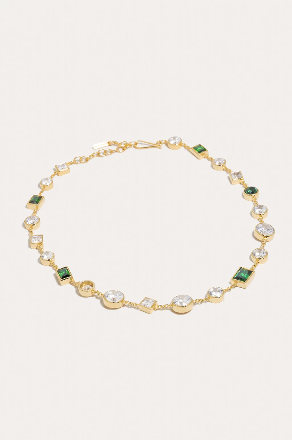 The Mysterious Connection - Emerald Zirconia and Recycled Gold Vermeil Necklace