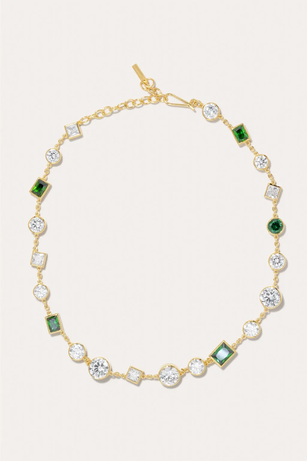 The Mysterious Connection - Emerald Zirconia and Recycled Gold Vermeil Necklace