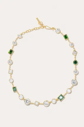 The Mysterious Connection - Emerald Zirconia and Recycled Gold Vermeil Necklace