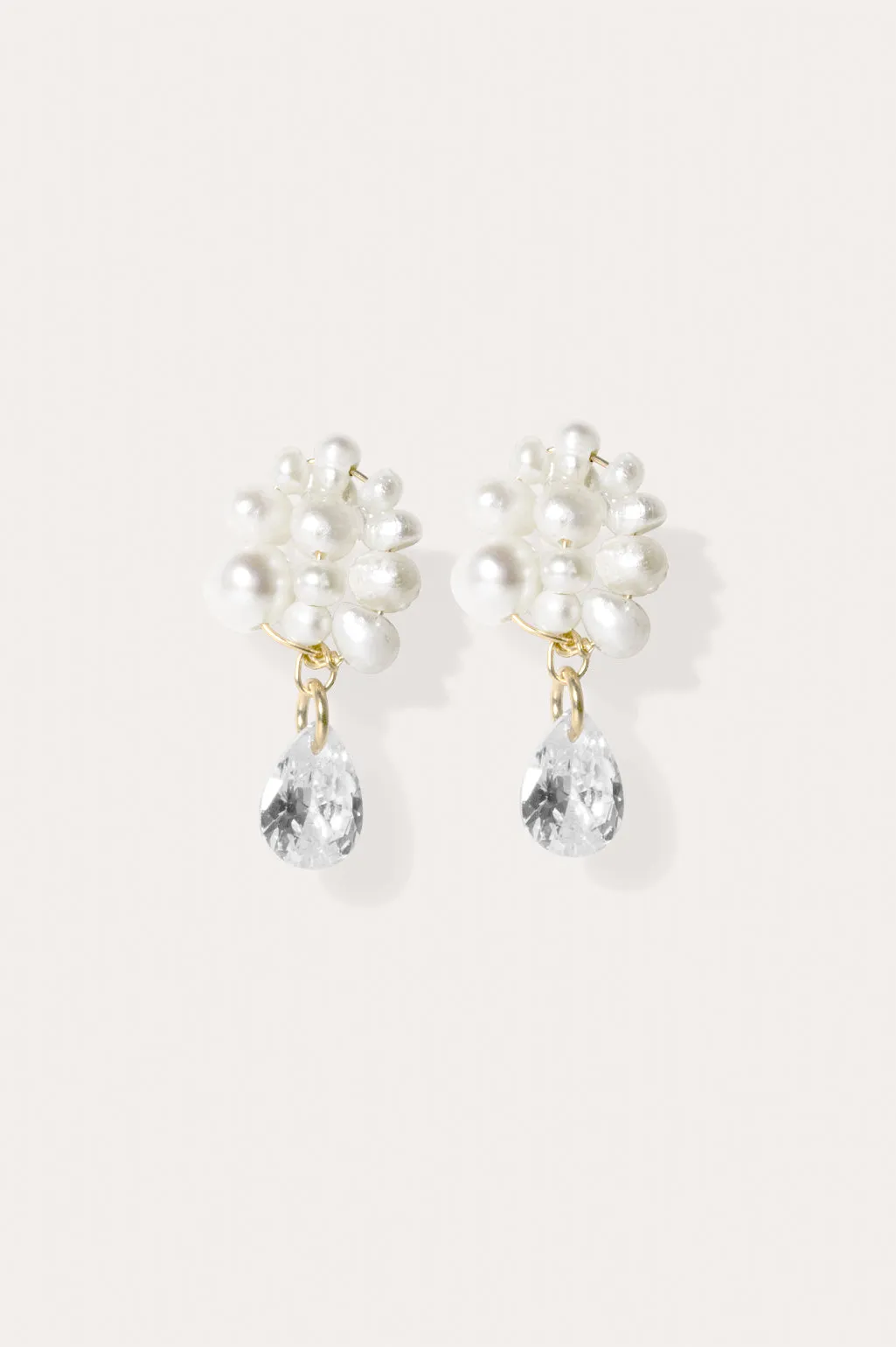 Time Is Layered In Ice - Pearl and Zirconia Gold Vermeil Earrings