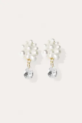 Time Is Layered In Ice - Pearl and Zirconia Gold Vermeil Earrings