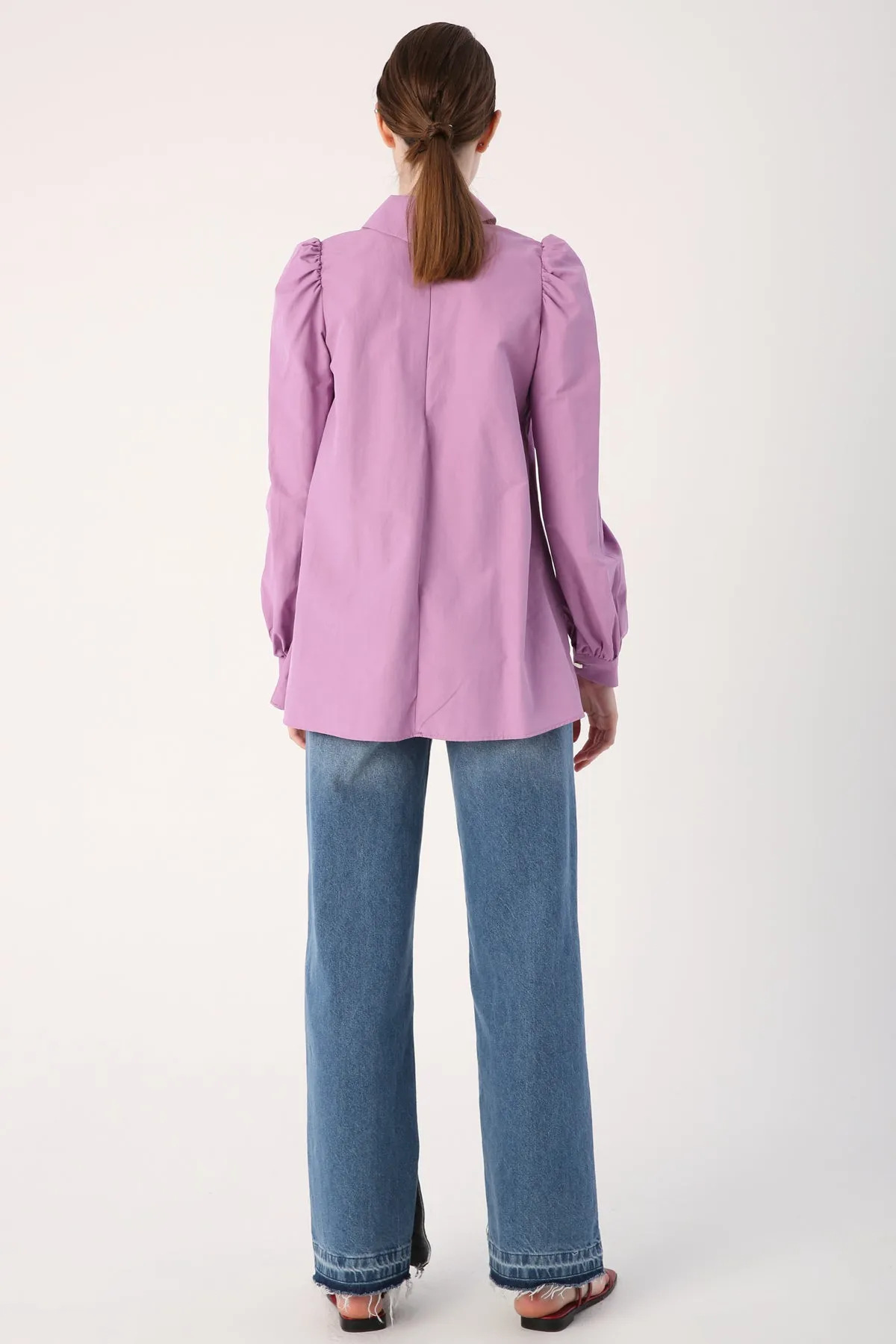 TLD Women Allday Lilac Collar Bow Detail Tunic - Scunthorpe