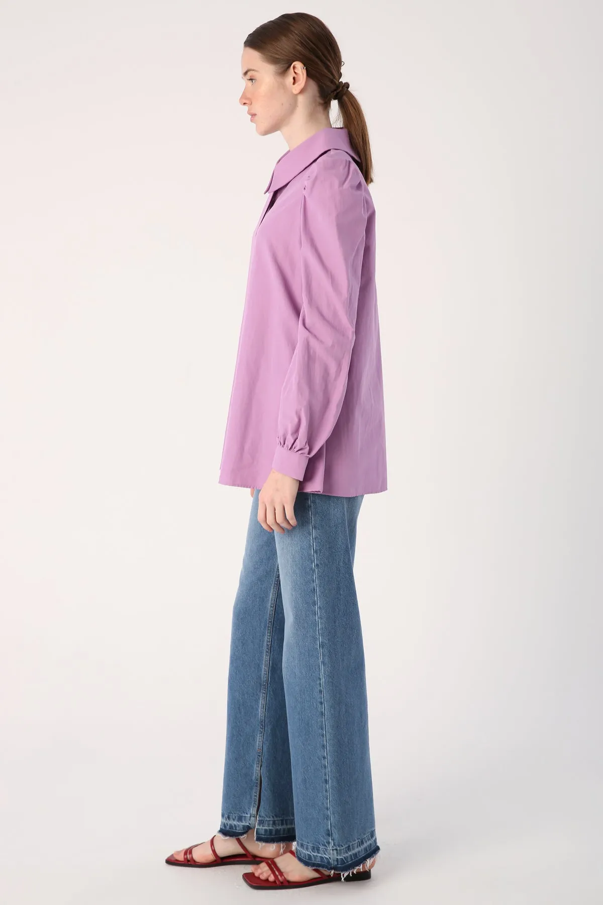 TLD Women Allday Lilac Collar Bow Detail Tunic - Scunthorpe