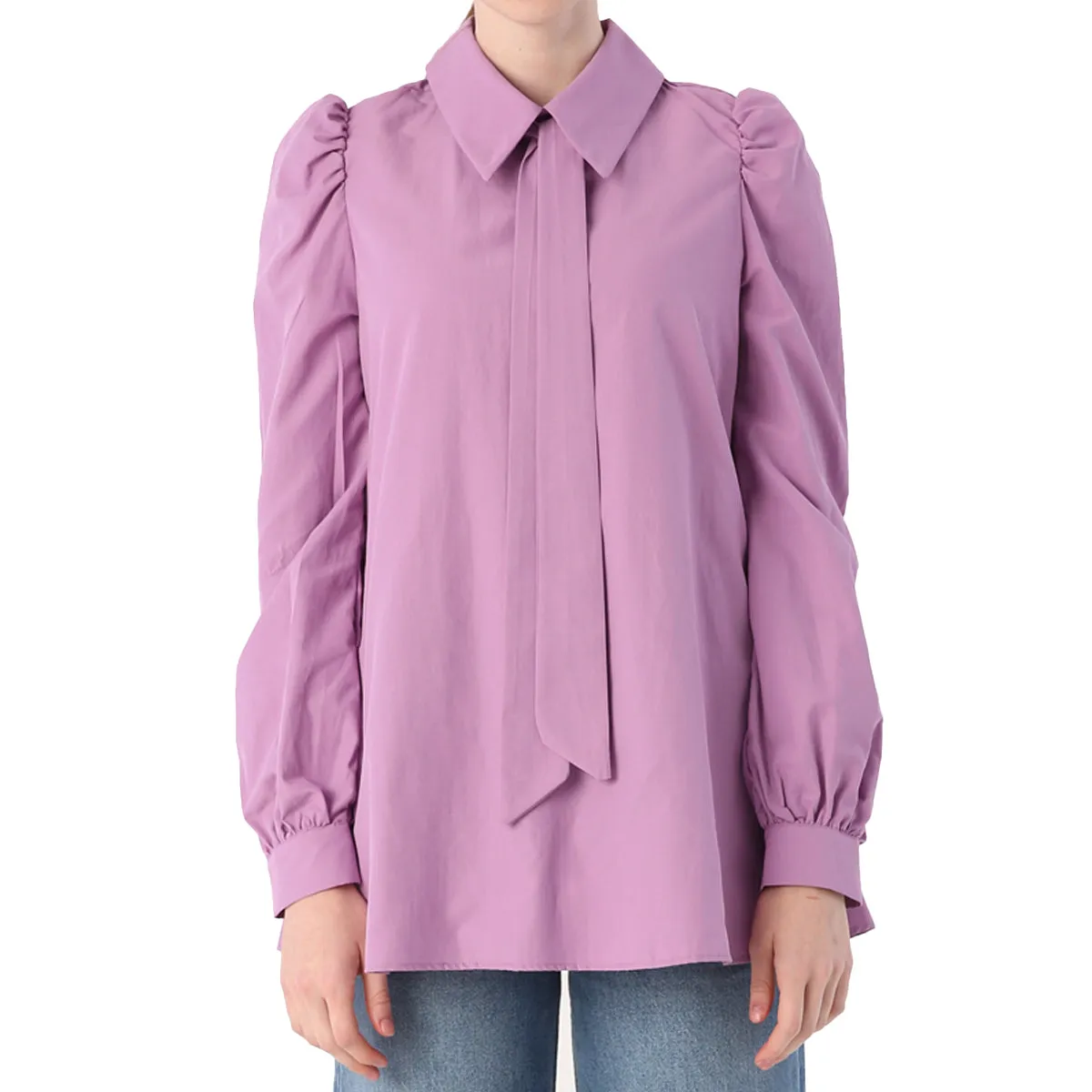 TLD Women Allday Lilac Collar Bow Detail Tunic - Scunthorpe