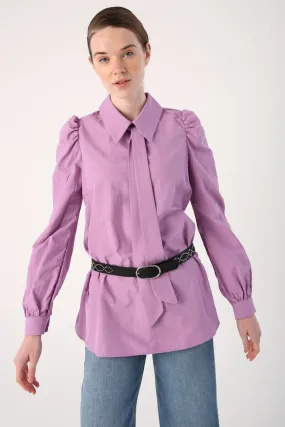TLD Women Allday Lilac Collar Bow Detail Tunic - Scunthorpe