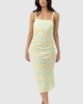 WOMENS MAGNOLIA FLORAL BIAS MIDI DRESS
