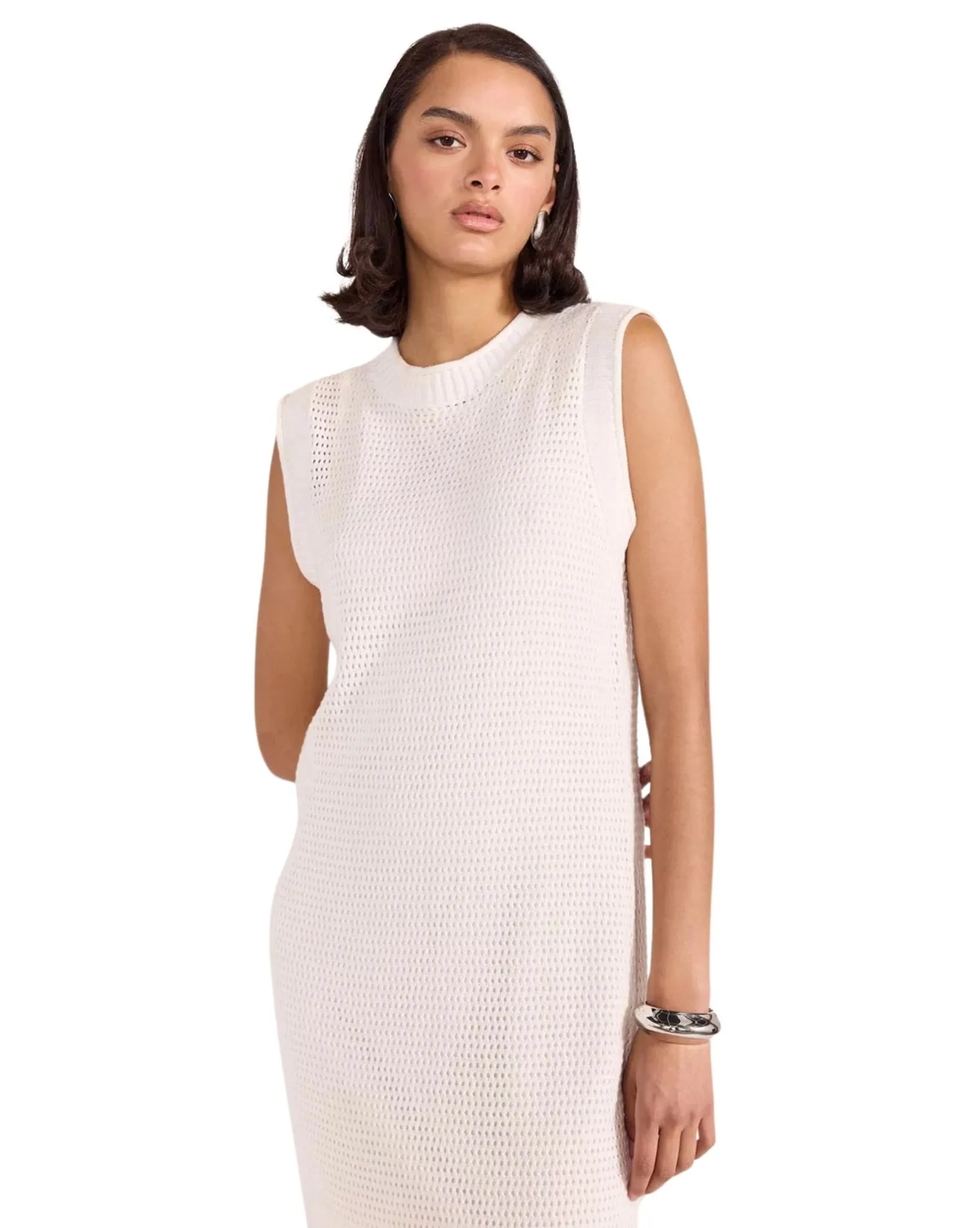 Womens Wave Open Knit Midi Dress