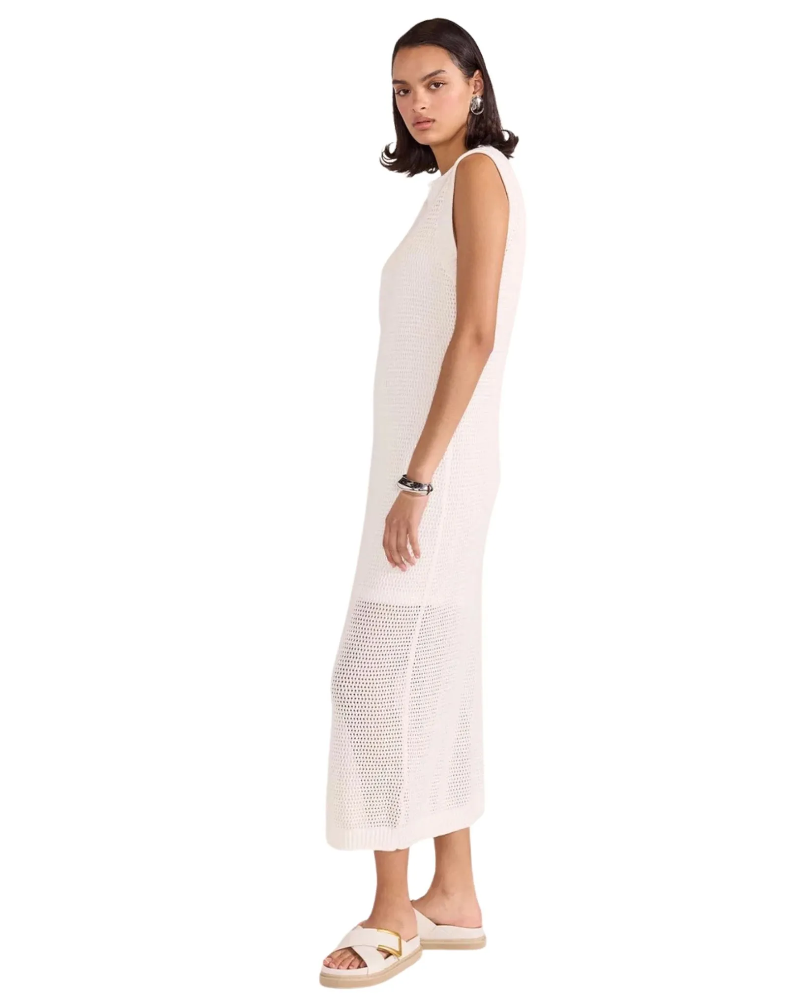 Womens Wave Open Knit Midi Dress